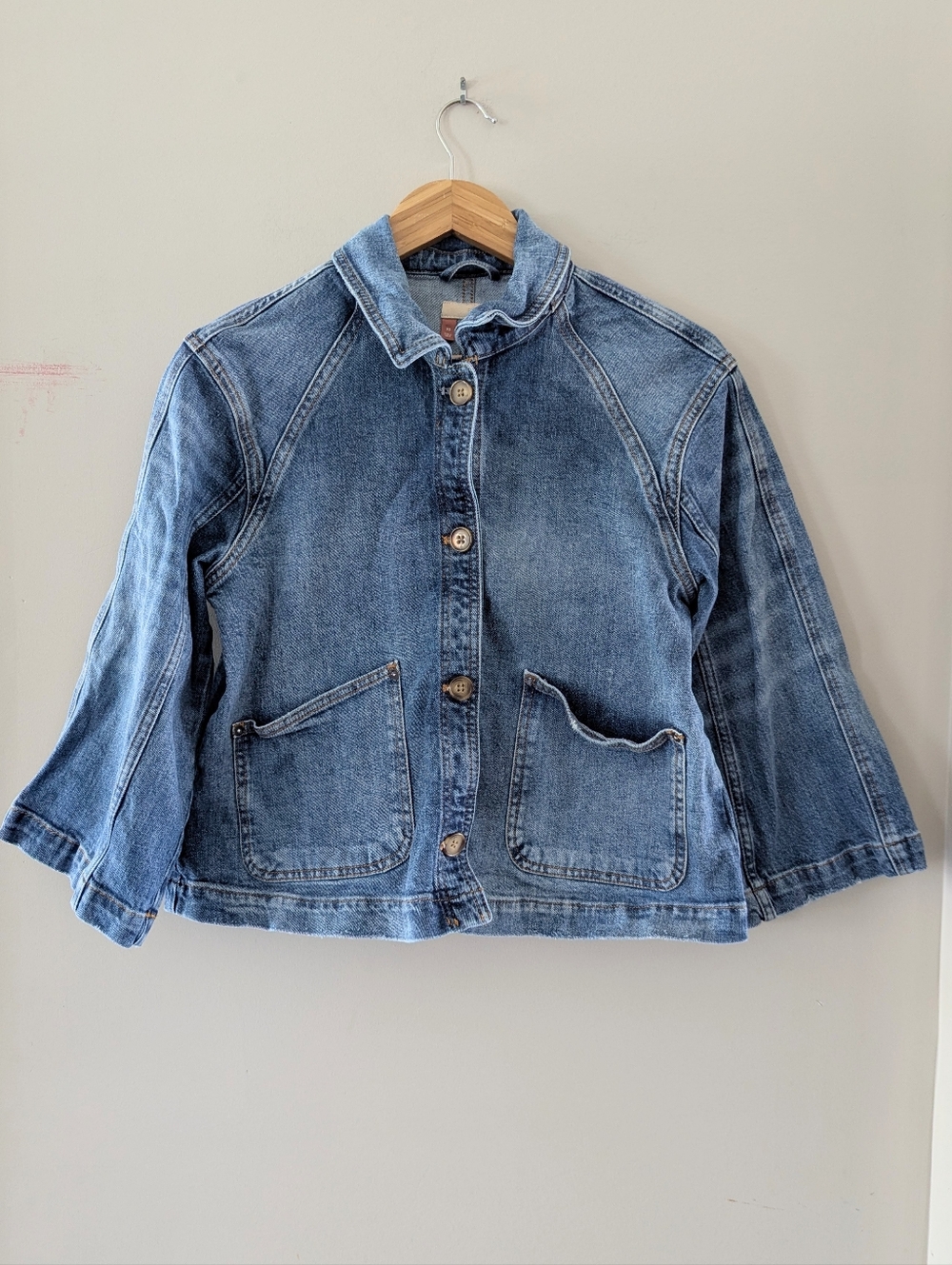 Pilcro Anthropologie Boxy Denim Wide Sleeve Chore Jacket Size XS